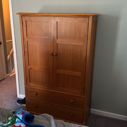 Wood TV cabinet with drawers and King size headboard