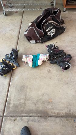 Hockey skates and rollerblades