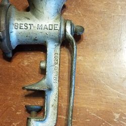 Vintage BestMade Meat Grinder - Blue Handle