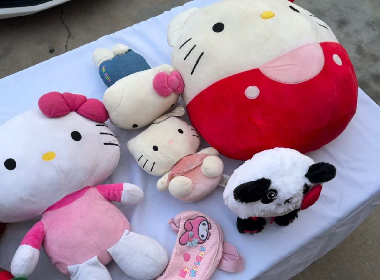 hello kitty plushies — various sizes