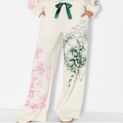 WICKED KATIE KIME Wide Leg Lounge Sweatpants ~Large CreamW/ ELPHABA NWT L