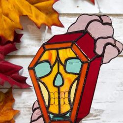 Coffin Skull Stained Glass