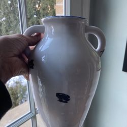Distressed Two Handle Ceramic Vase
