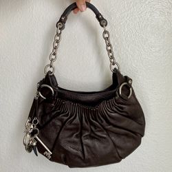 NWOT Vintage Juicy Couture Leather Purse Y2K Hobo Keychain Brown Monogram Bag