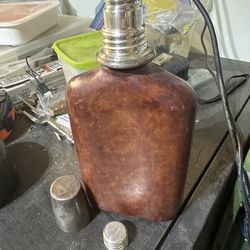 Leather wrapped sterling silver pocket flask