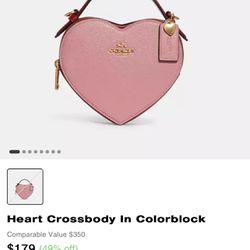 Limited Edition Red & Pink Heart Coach Crossbody Purse