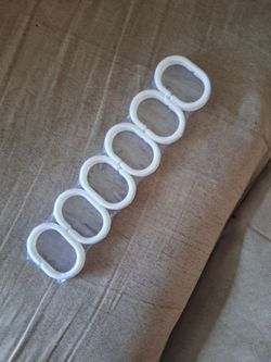 White Plastic Shower Curtain Rings Set