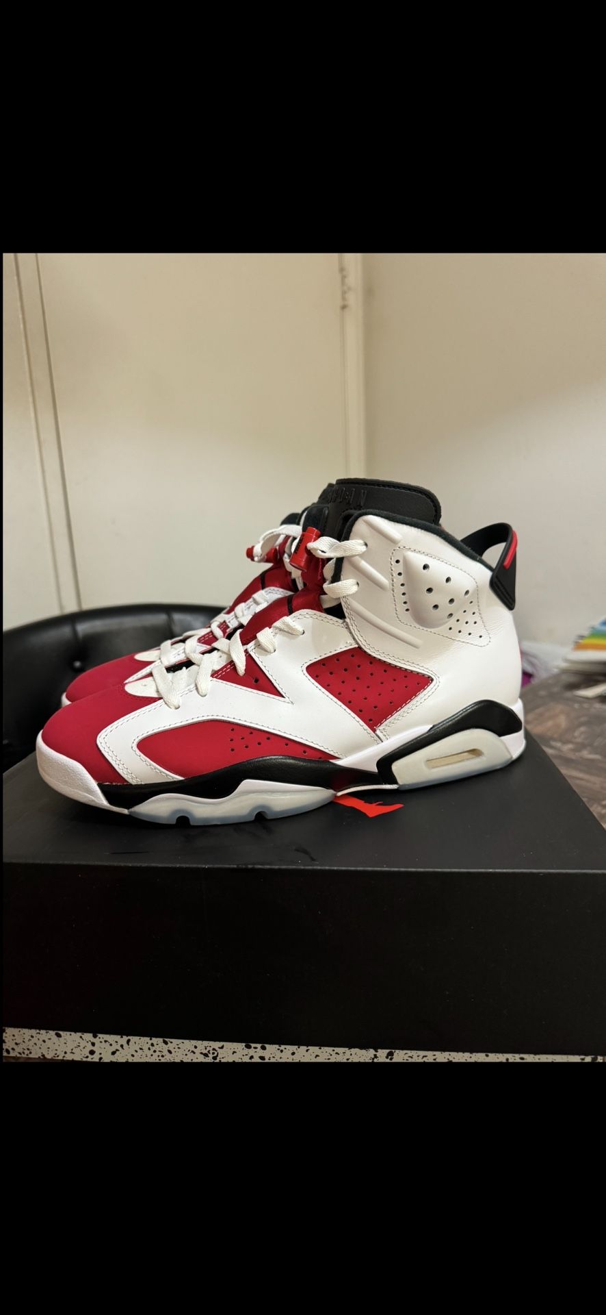 Used 1x Jordan 6 Carmine 190$ Firm. No trades only for sale. (worn with sneaker shields)