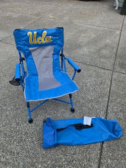 NCAA UCLA Bruins Football Elite Camping Folding Chair Heavy Duty Steel Frame Collapsible Padded Arm Oversized High Back Chair — UCLA Bruins