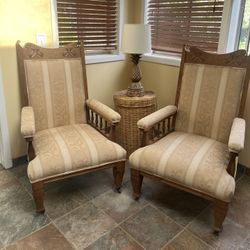 Pair of Vintage Gold Oak Chairs
