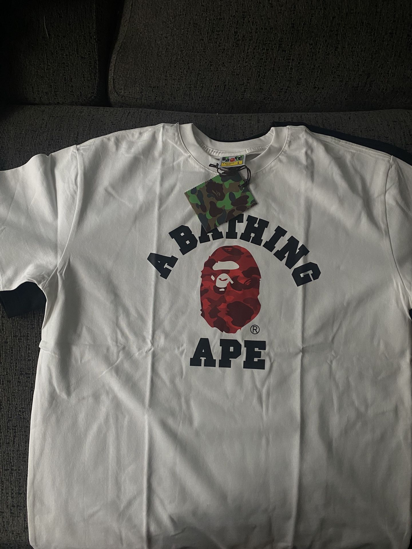 red and white bape t shirt