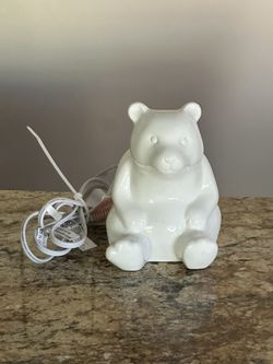 Adorable White Porcelain Teddy Bear Nightlight 