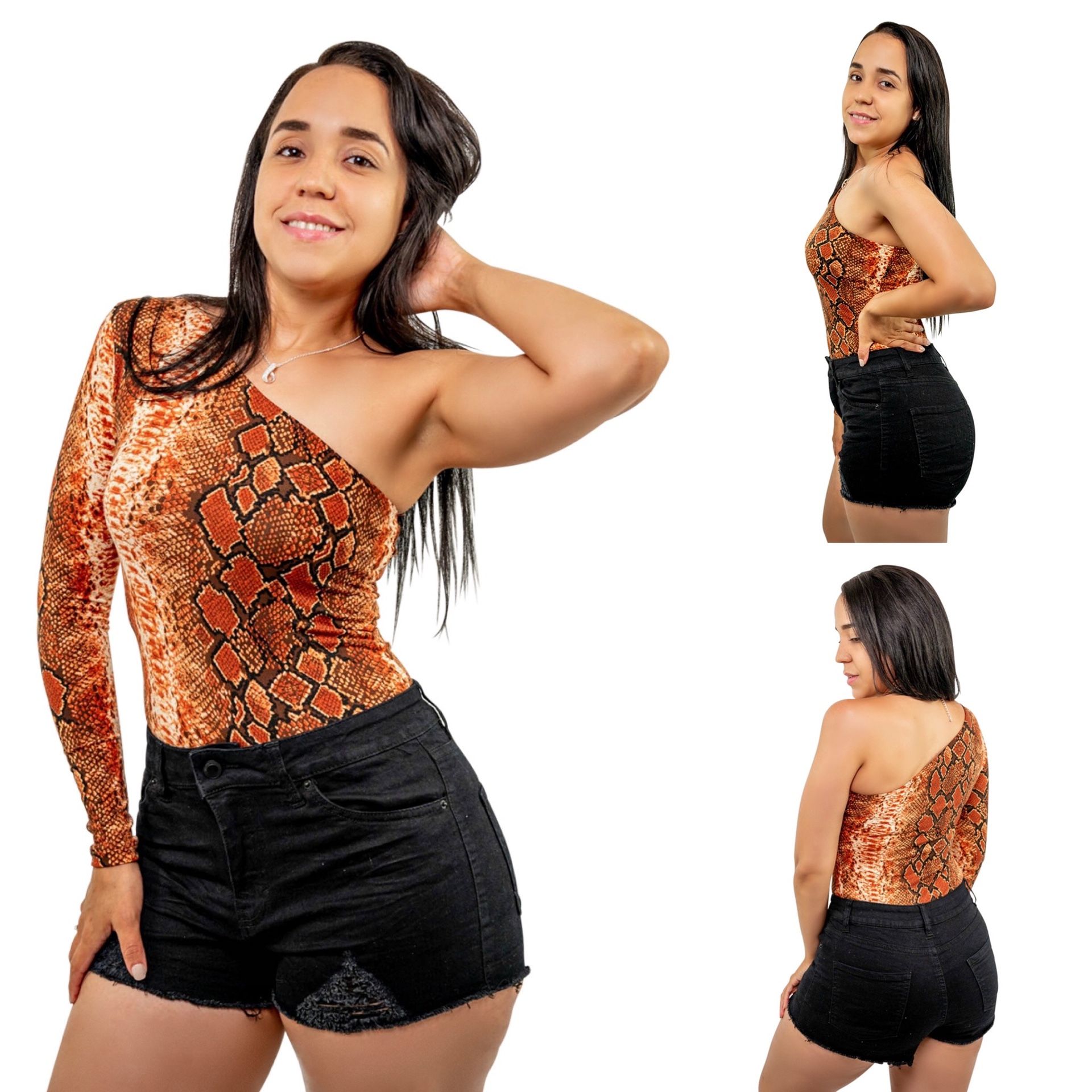 Snakeskin One Shoulder Bodysuit