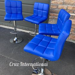 New 4 Blue Bar Stools 