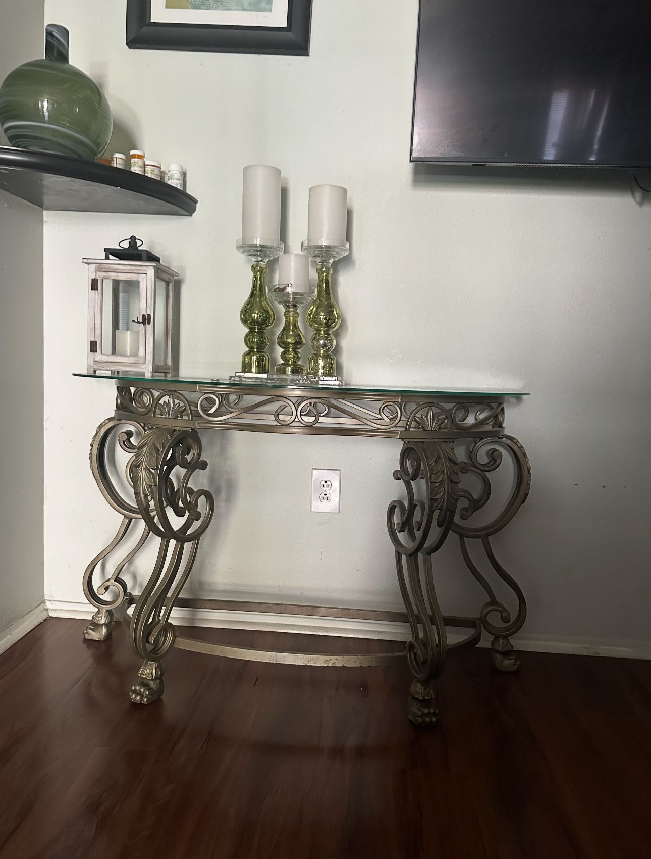 Glass Top Console Table