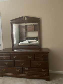 Chest Of Drawers With Mirror (Walnut) And Night Table