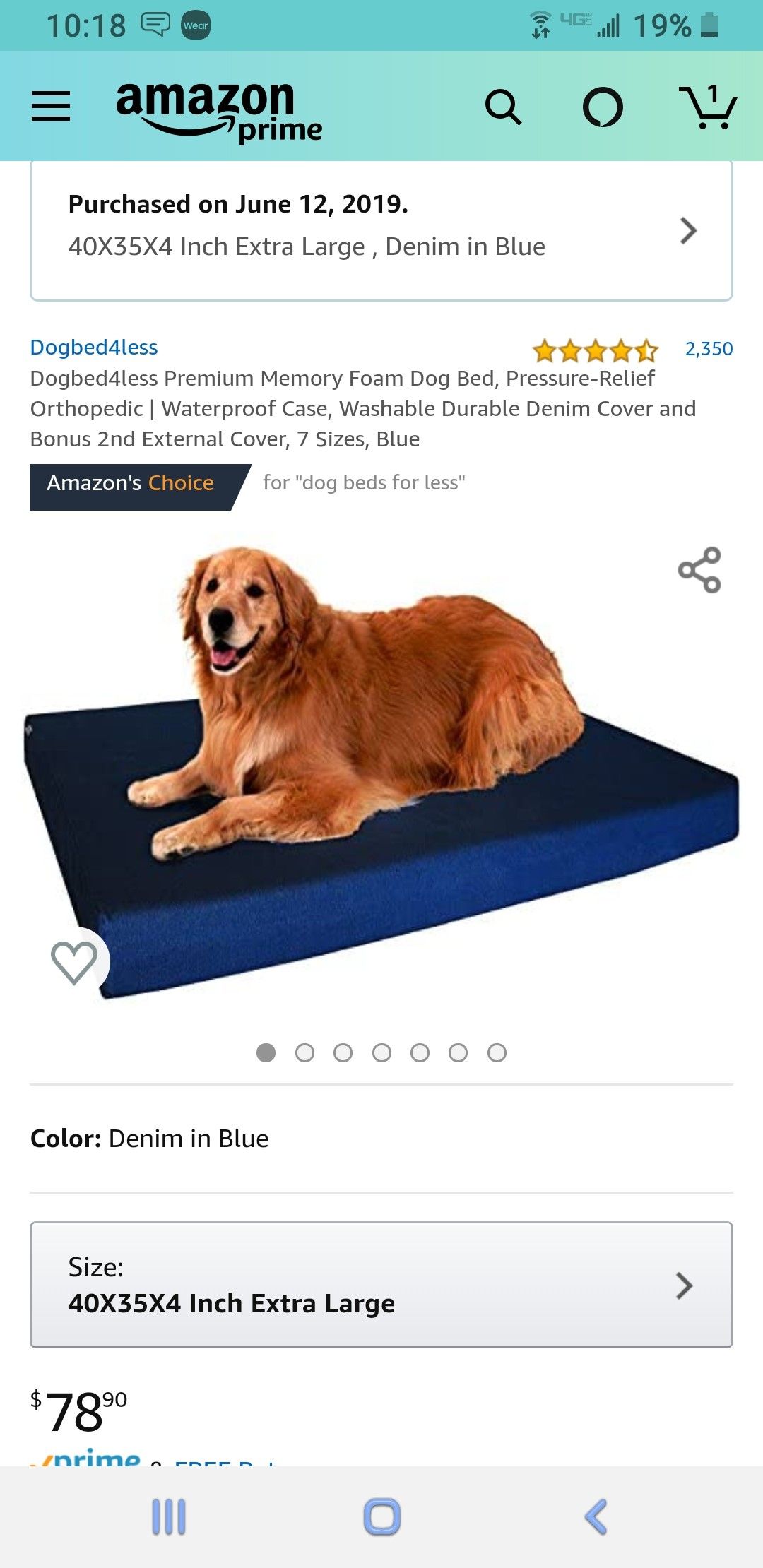 Dog bed 35 x 40 x 4"