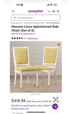 New in box Ophelia & Co Moneta Linen Upholstered Side Chairs (set of 2)