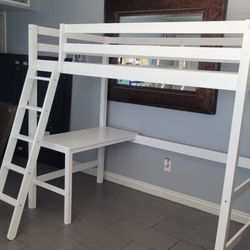NICE WHITE TWIN LOFT BED WITH MATTRESS