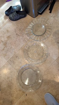 3 clear glass party plates $20 all