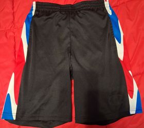 Boys Black Athletic Shorts with Color Block Sides