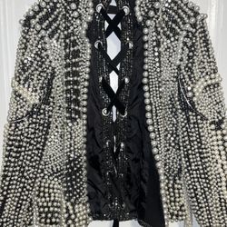 Akira Embellished Pearl Blazer 