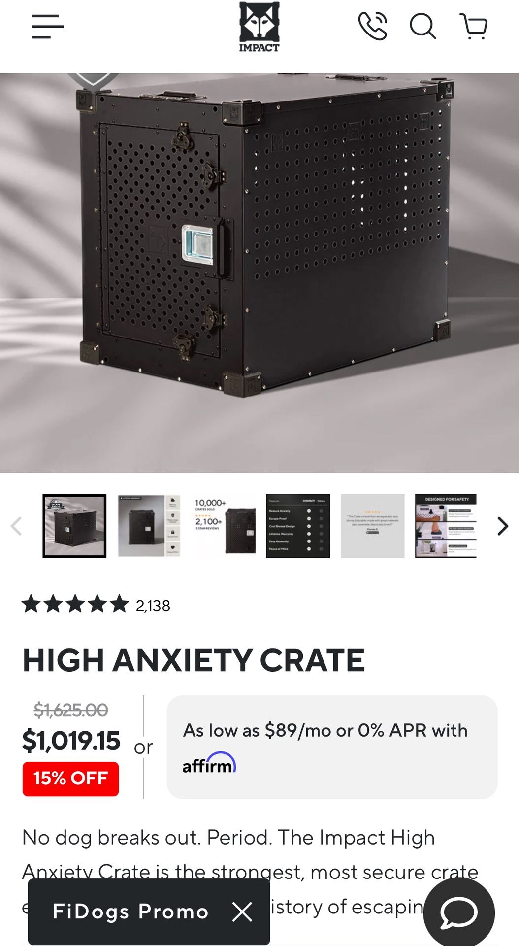 Large “high anxiety” Impact Crate