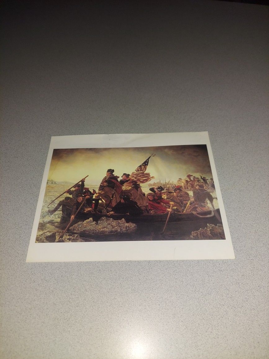 10 X 8 PRINT OF 1851 PAINTING OF GEORGE WASHINGTON CROSSING THE DELAWARE RIVER CHRISTMAS EVE 1776