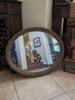 Antique Vintage Oval Gold Mirror | Ornate Baroque Style Frame