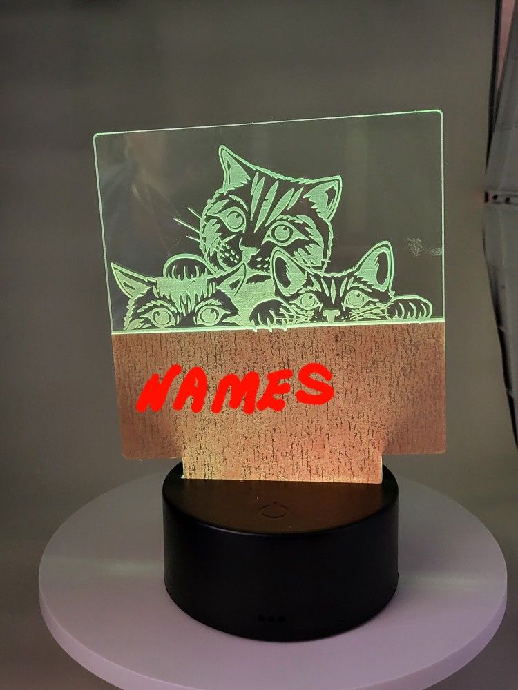 Personalized Custom Cat Breed LED Light, Night Light  
