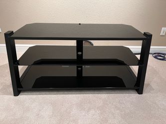 Black Glass 3-Shelf TV Stand