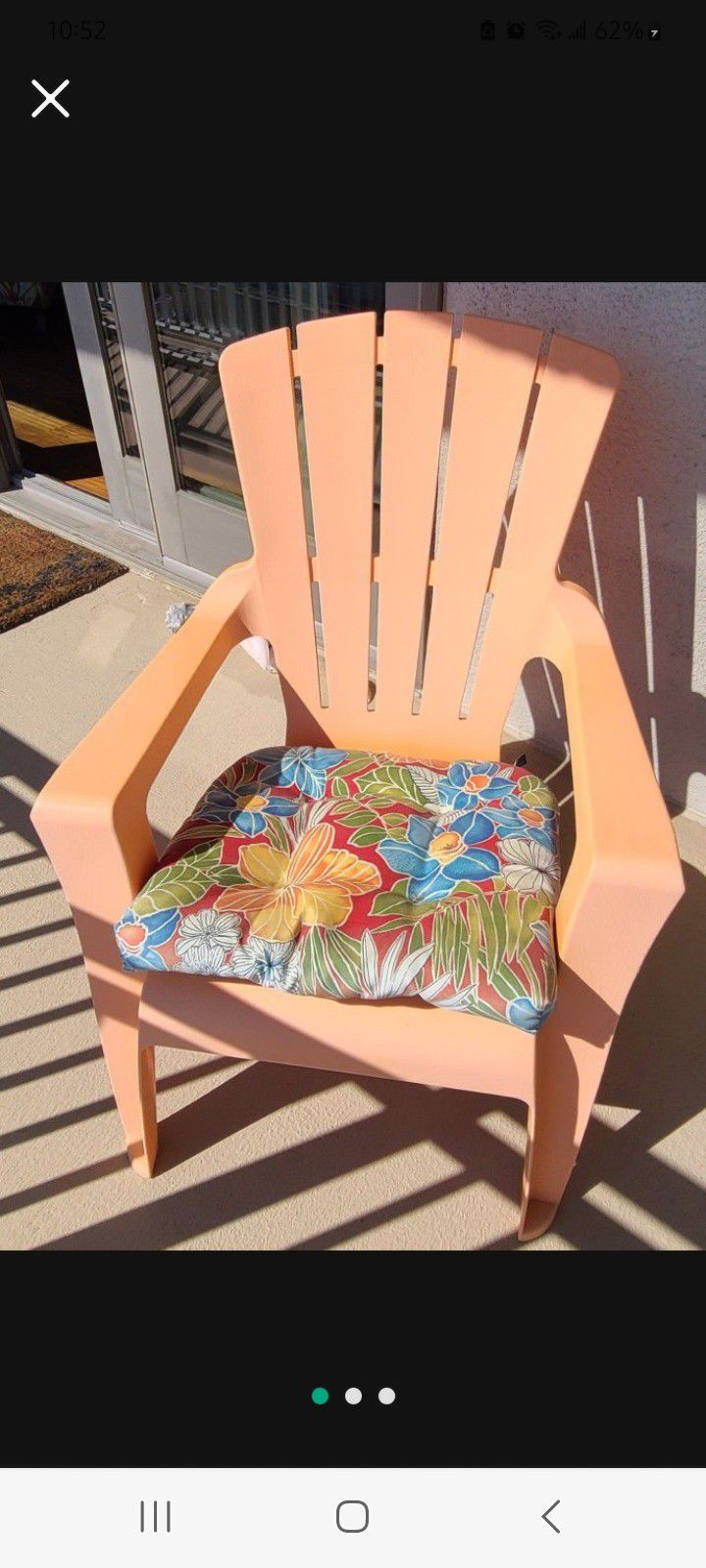 Resin Adirondack Chairs With Floral Outdoor  Cushions