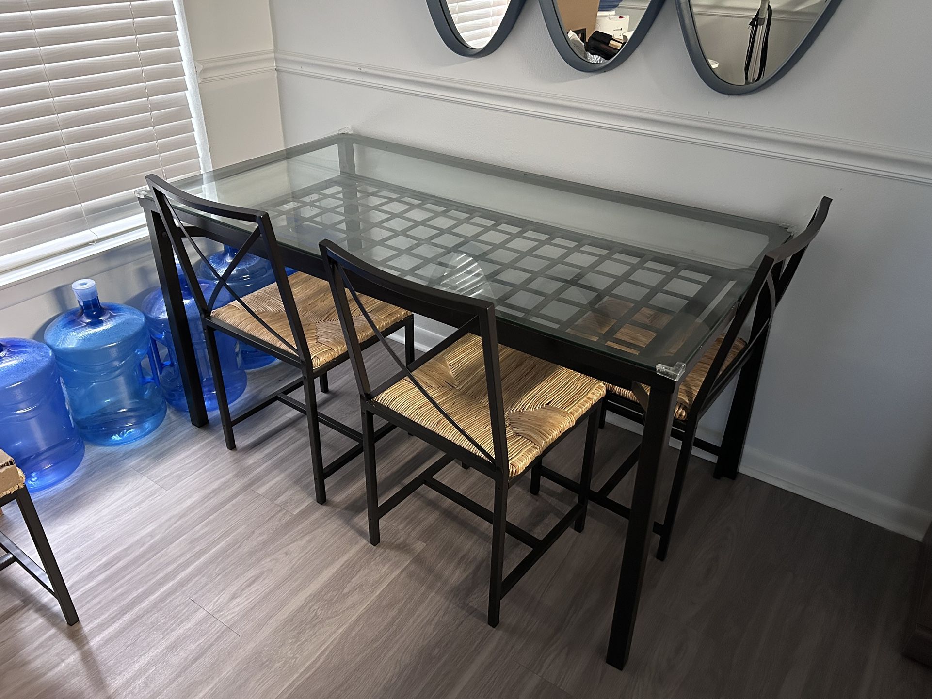 Glass Top Table With 4 Chairs