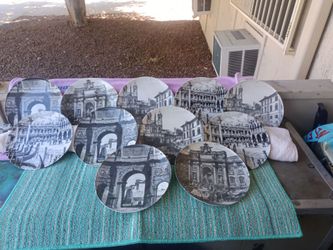 antique plates with ltalys cities on back