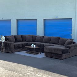 Large Brown U-Shaped Sectional Sofa
