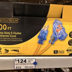 100-ft 12/3 Heavy Duty 3 Prong Yellow Outdoor Extension 