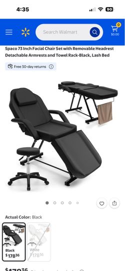 73 Inch Facial Chair Lash Bed Set Black