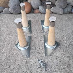 Natural Wood Legs Mid-century with Hardware 6" Tall