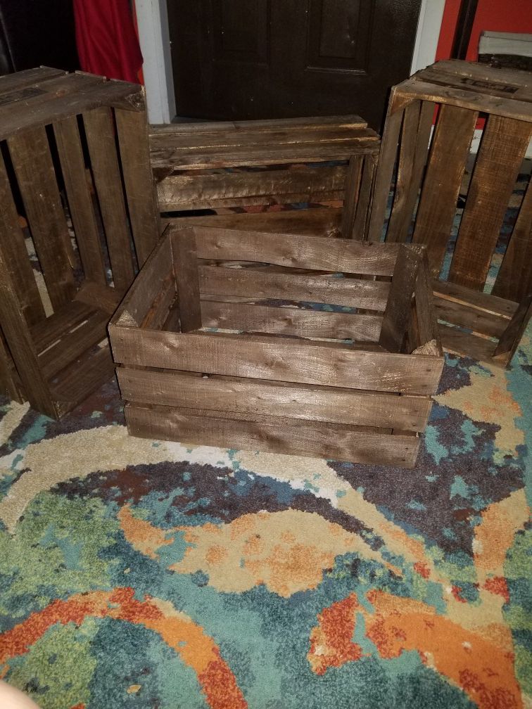 Brown stained crates