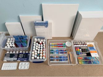 Artist’s Loft Canvases, Acrylic Paint, Oil Pastels, Watercolors & Brushes Set