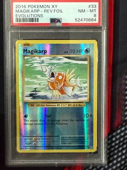 PSA 8 Magikarp Reverse Foil 2016 Pokemon XY Evolutions #33
