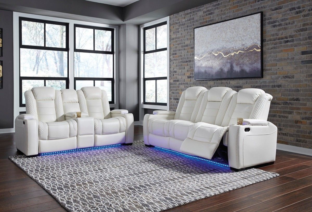 👍Party Time Power Reclining White Set