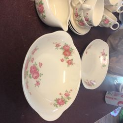 12place Setting Antique China With Pink roses 
