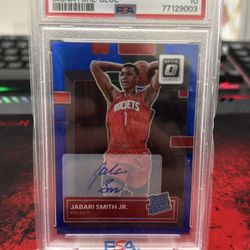 2022 Donruss Optic Jabari Smith Jr RC Auto Blue 13/49 PSA 10