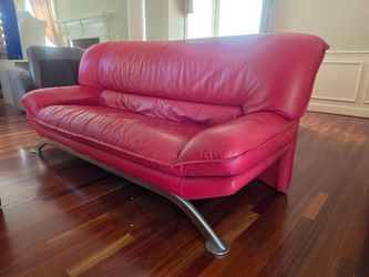 Post-Modern Red Leather Sofa