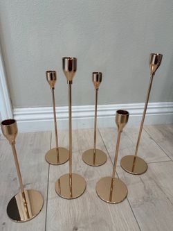 6 candle holders rose gold