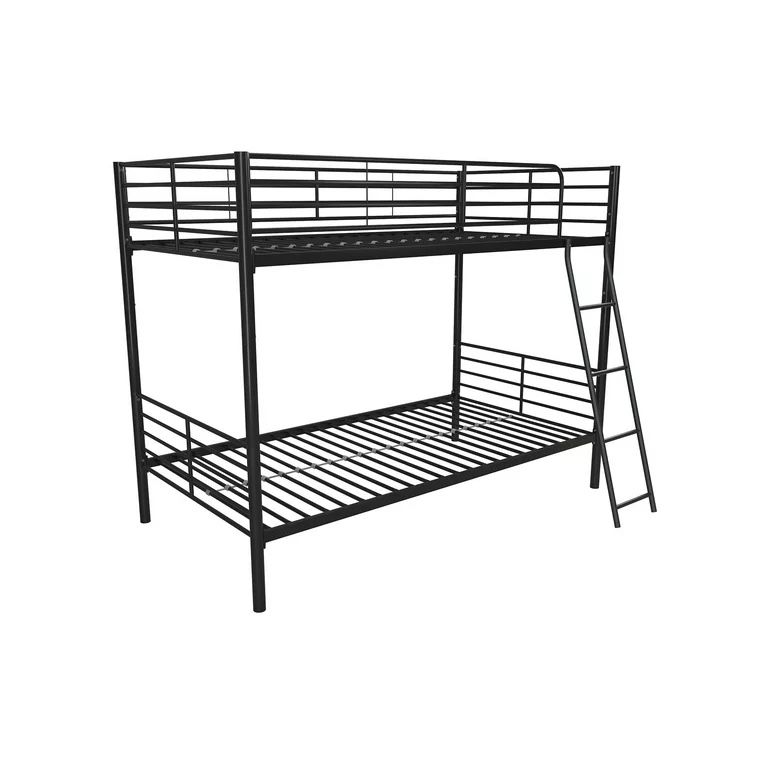 Mainstays Convertible Twin over Twin Metal Bunk Bed, Black, New In Box