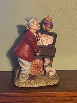 Vintage organ grinder music box figurine