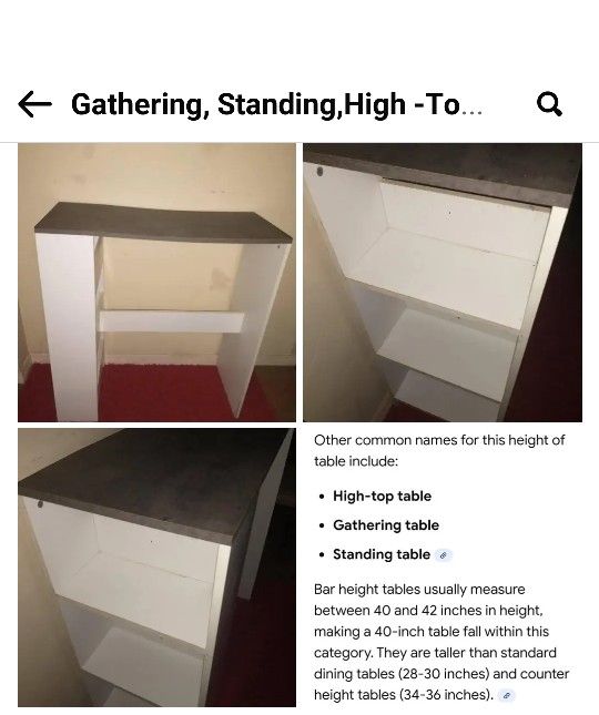 High -Top,Gathering,Standing Table With Shelves On One Side 