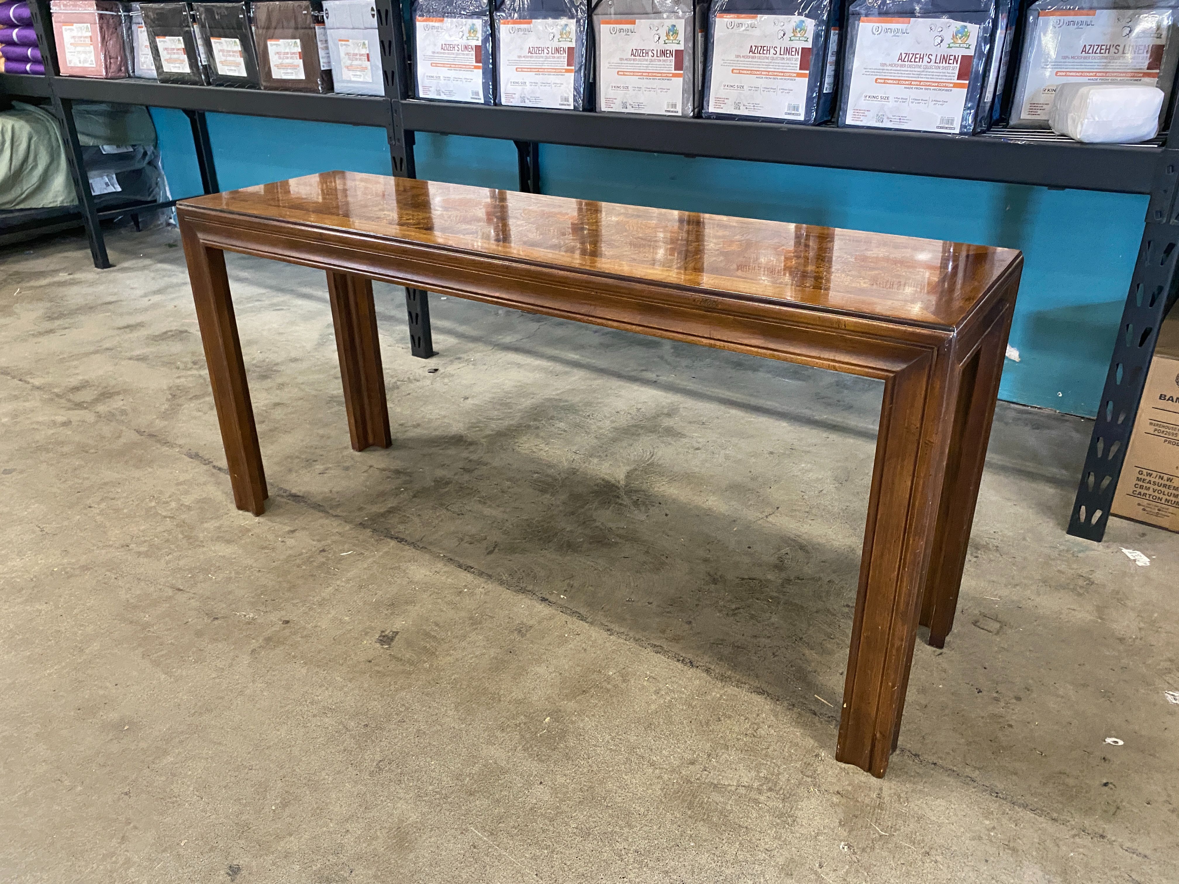 LANE Rustic Burl Topped Sofa Table